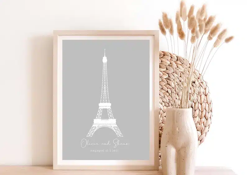 Personalised Eiffel Tower Engagement Gift for Couple