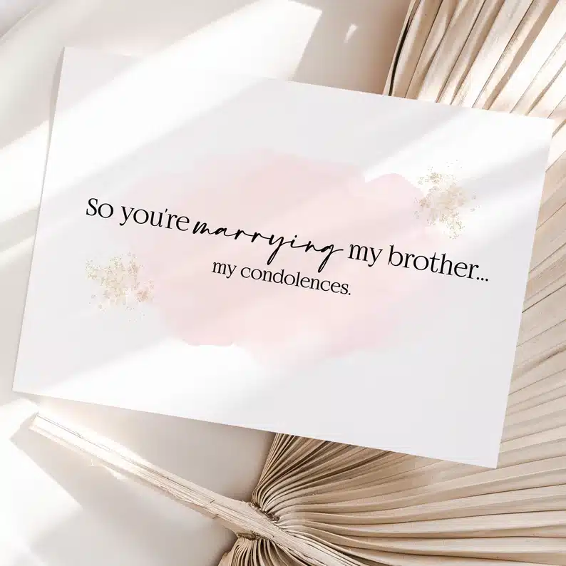 Funny Wedding Card for Sister-in-Law