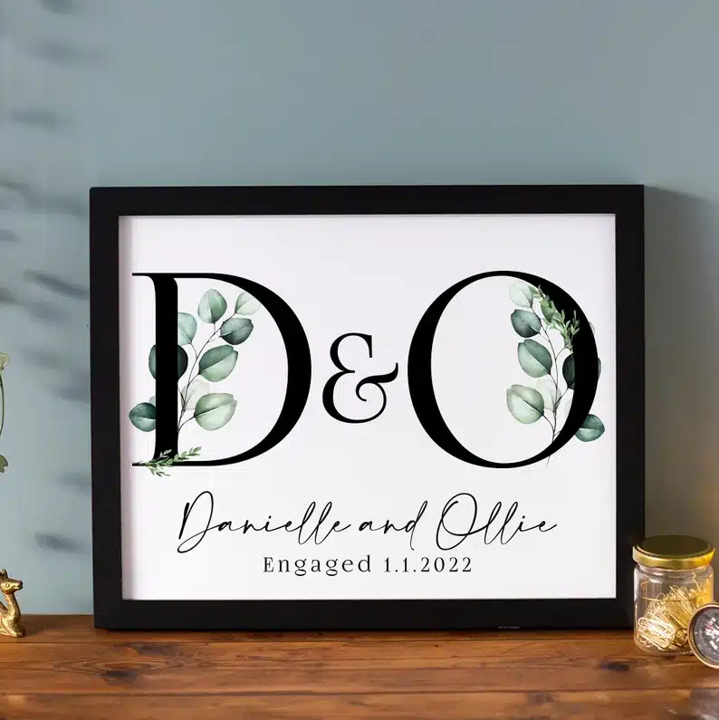Personalised Engagement Gift for Couples with Names & Date
