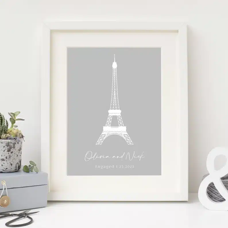 Personalised Eiffel Tower Engagement Print (Digital Download)