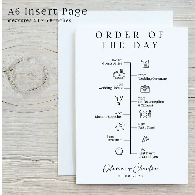 Wedding Order of the Day & Timeline Cards - Image 3