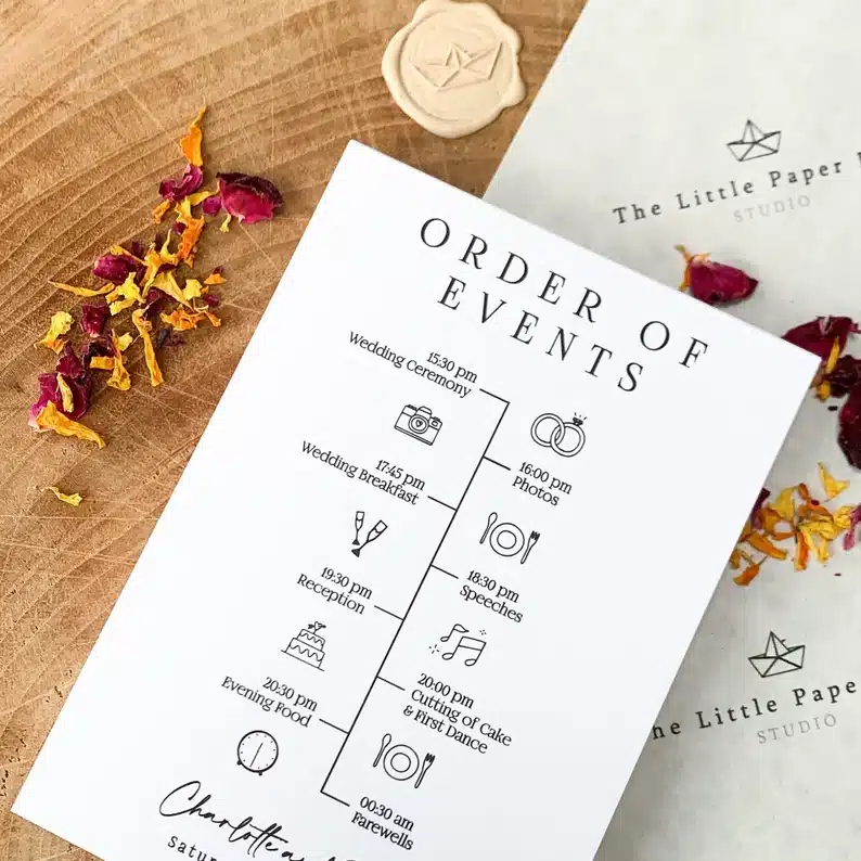 Wedding Order of the Day & Timeline Cards - Image 5