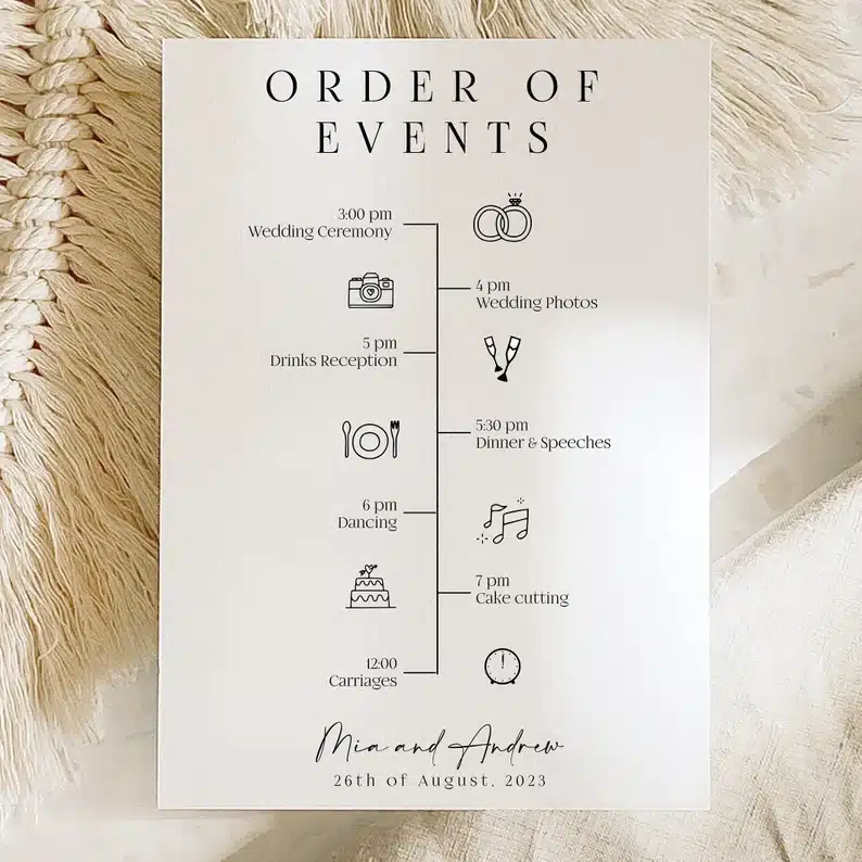 Wedding Order of the Day & Timeline Cards - Image 4