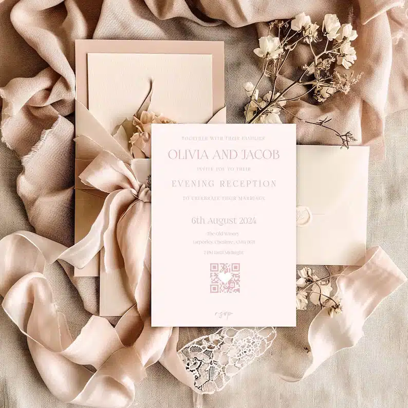Dusty Blush Wedding Reception Invitation