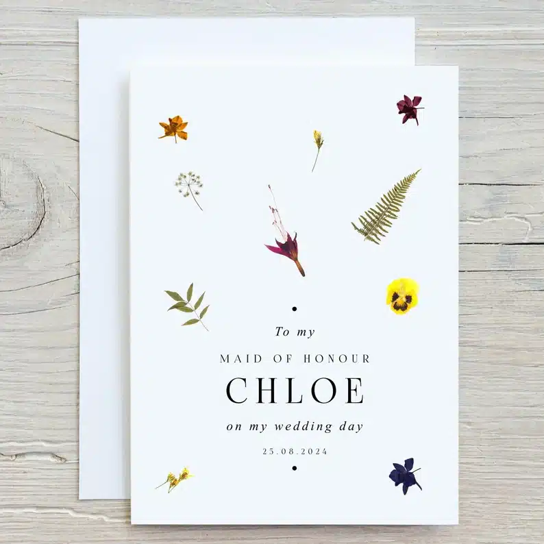 Personalised Bridesmaid Thank You Card | Wildflower Wedding Gift