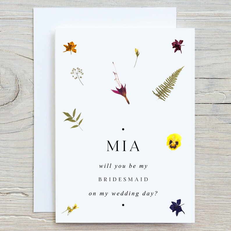 Personalised Bridesmaid Proposal Card | Pressed Flower Wedding Invite