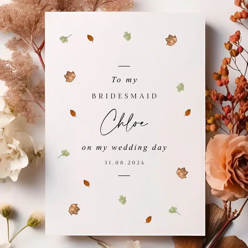 Thank You Maid of Honour Card | Personalised Bridesmaid Wedding Card