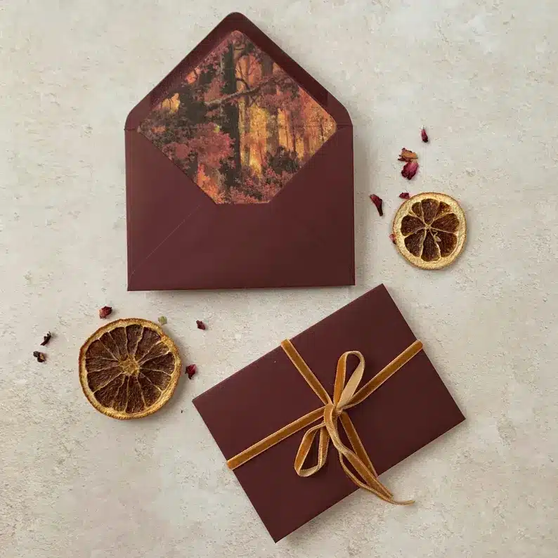 Lined Burgundy Wedding Envelopes