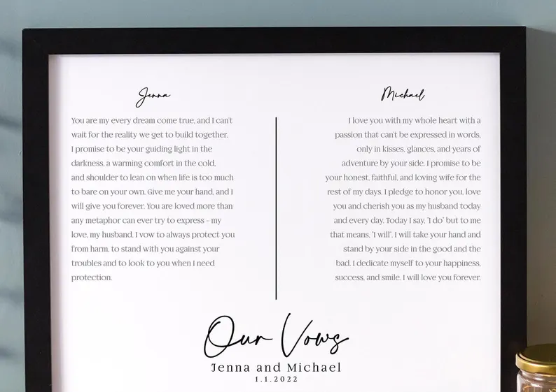 Personalised Wedding Vows Print (Unframed)
