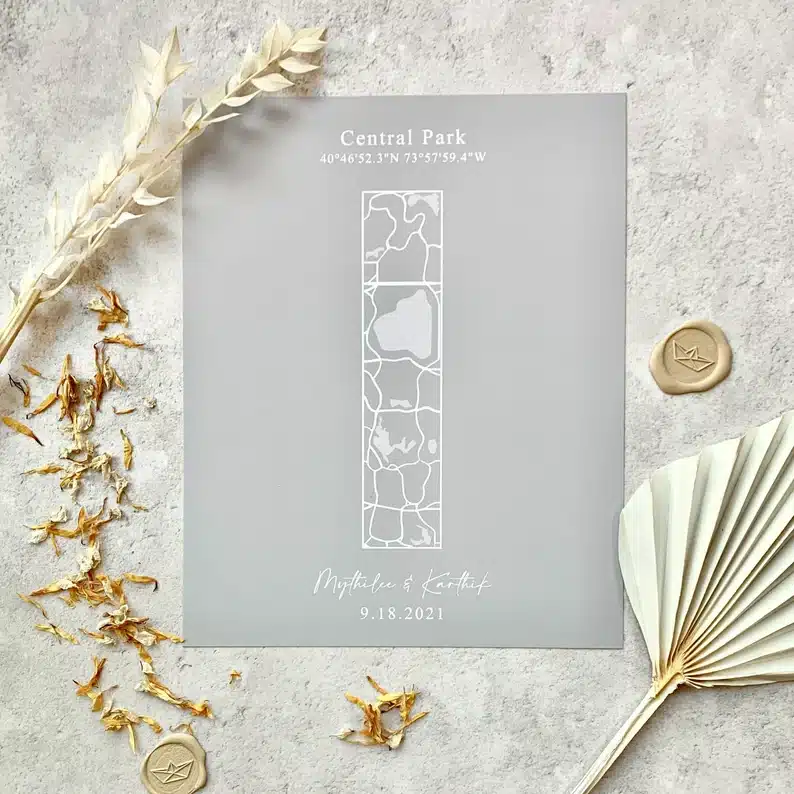 Personalised Central Park Engagement Gift for Couple