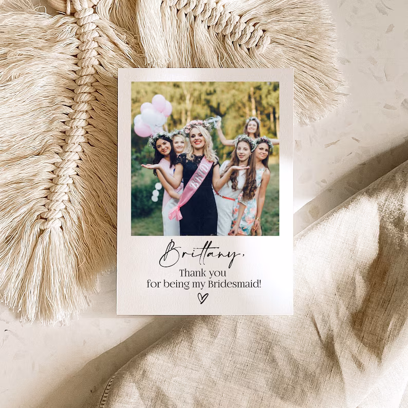 Personalised Bridesmaid Thank You Card | Photo Keepsake