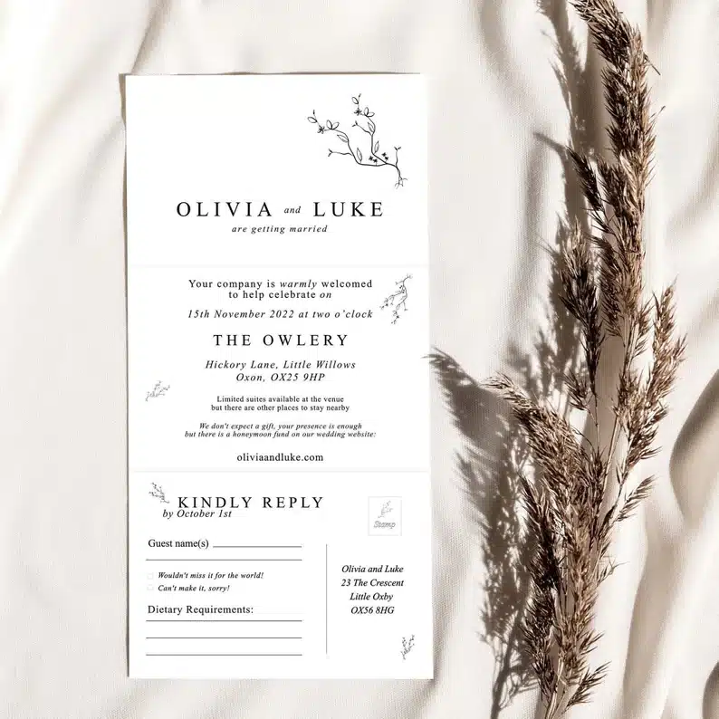 Minimalist Evening Wedding Invitations