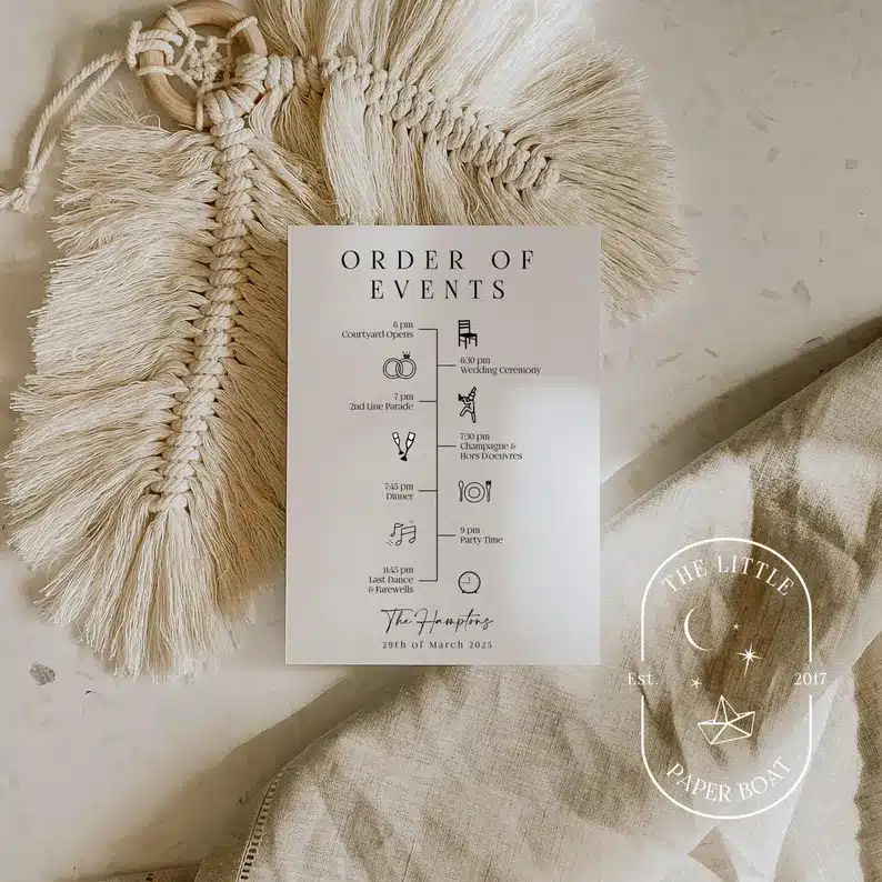Wedding Order of the Day & Timeline Cards - Image 7