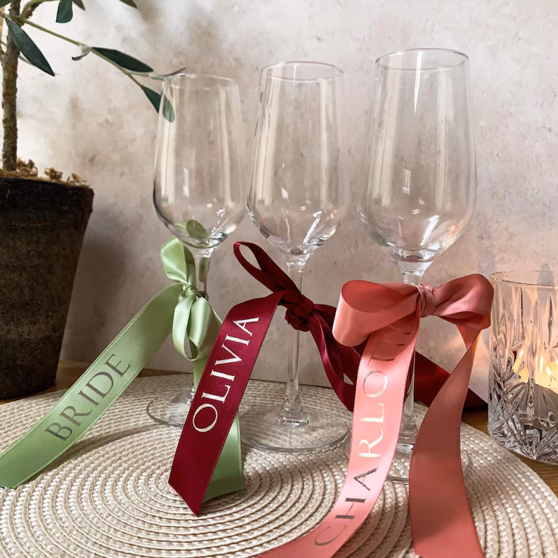 Personalised Satin Ribbon Bows for Weddings & Bridesmaid Gifts