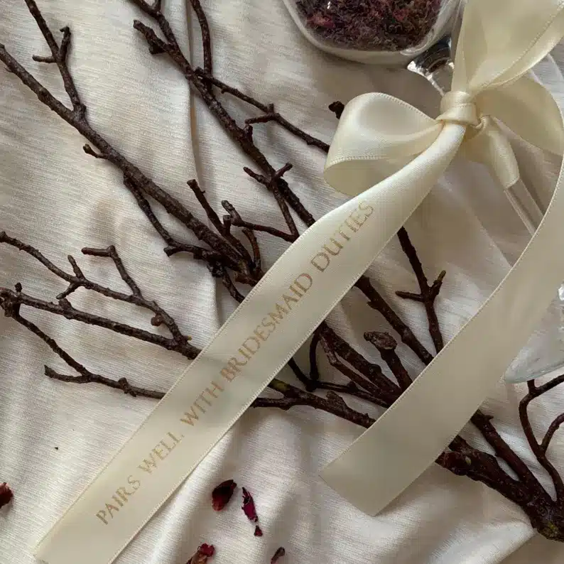 Bridesmaid Ribbon | Personalised Wine Glass & Hanger Bow Gift - Image 7