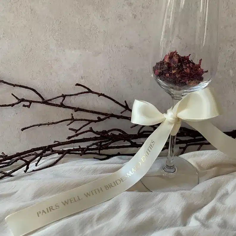 Bridesmaid Ribbon | Personalised Wine Glass & Hanger Bow Gift - Image 6