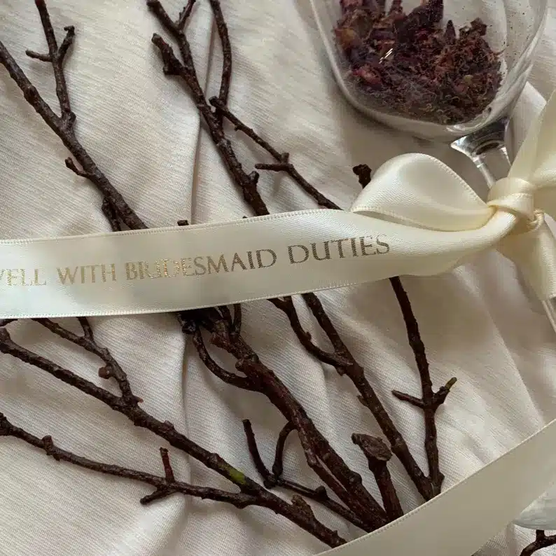 Bridesmaid Ribbon | Personalised Wine Glass & Hanger Bow Gift - Image 5